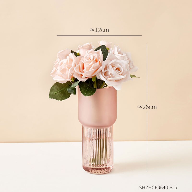 Eenvoudige decoratie van gematteerde glazen vazen, transparante vazen, scandinavische interieurdecoratie, inzetstuk voor thuis, bloemenknutsels