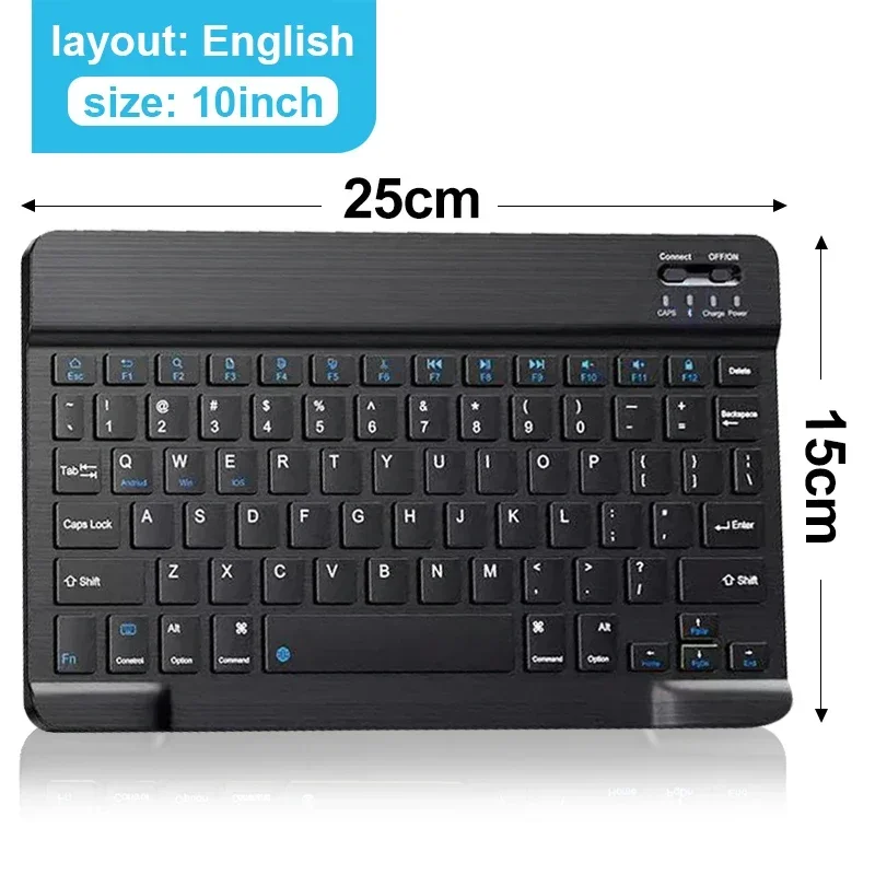 Teclado inalámbrico recargable con Bluetooth de 7/10 pulgadas para teléfonos móviles, tableta, ruso, español, francés, AZERT, Android, ios y Windows: Rosa