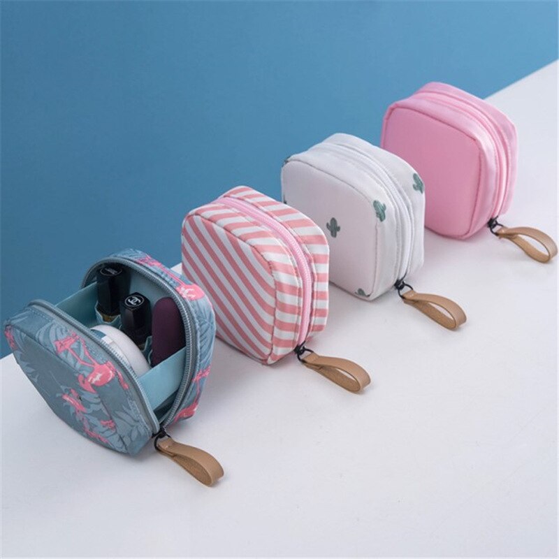 1 pc Mini Solid Color Flamingo Cosmetic Bag Cactus Travel Toiletry Storage Bag Beauty Makeup Bag Cosmetic Bag Organizer