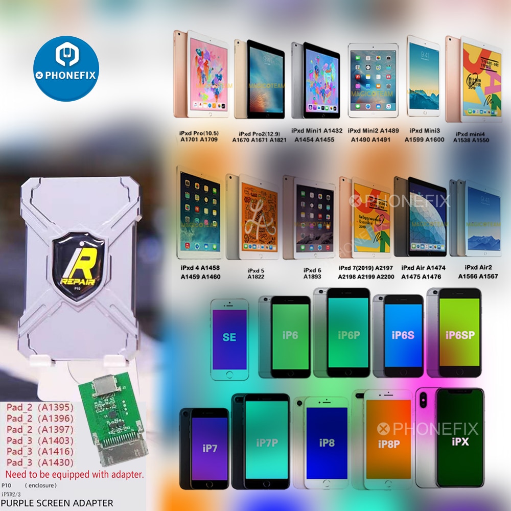 Adaptador de pantalla púrpura para iRepair P10 mágico, herramienta de diagnóstico Mini DFU para iPad 2/3, sin disco duro de desmontaje, lectura y escritura SN
