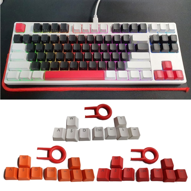 9 Keys PBT Backlit Keycaps WASD/ESC/Direction With Key Cap Puller For MX Switch B2QA