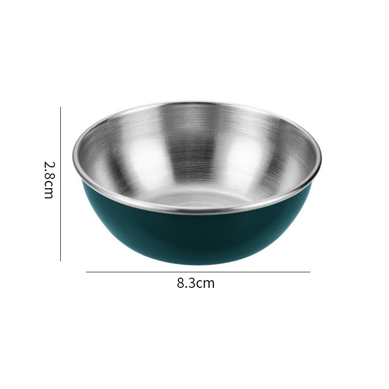 6Pcs 3.3in Stainless Steel Small Serving Bowls Sauce Dishes Round Sushi Dipping Bowl Seasoning Dish Appetizer Plates Metal Ramek: Silver green