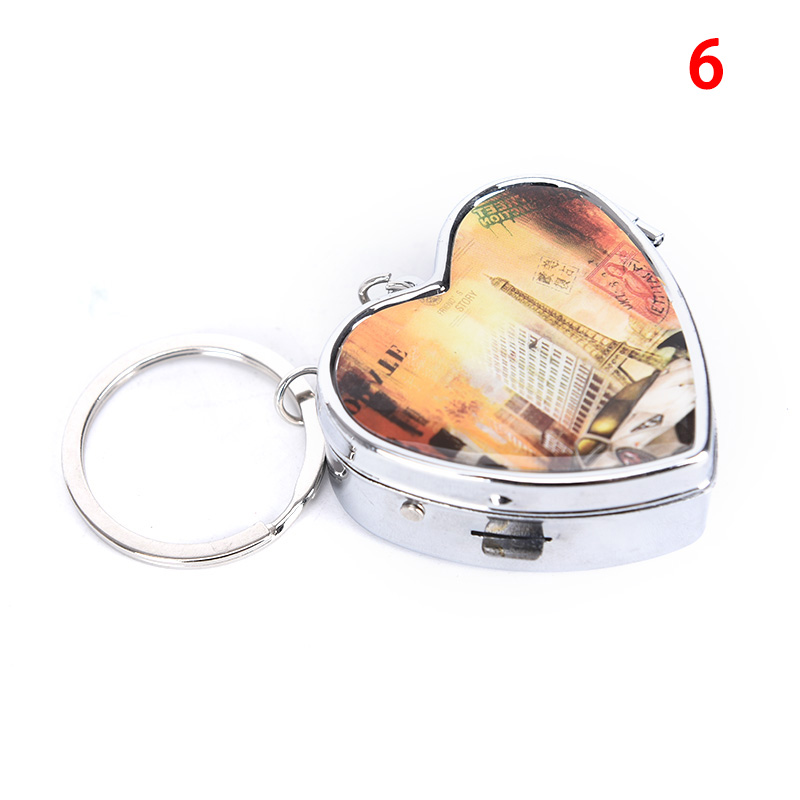 1 stuks draagbare metalen hartvormige pillendoos, opvouwbare pillendoos, metalen pillensnijder, medicijnorganizer, make-up opbergdoos