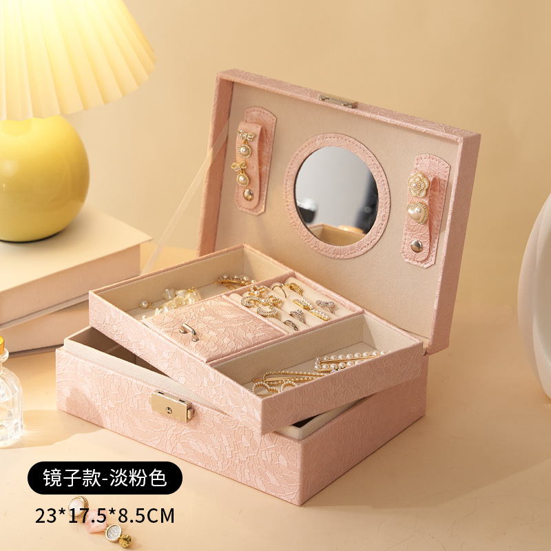 Smykkeskrin opbevaringsboks med stor kapacitet multifunktionel opbevaring til halskæder, ringe og øreringe, smykkeopbevaring