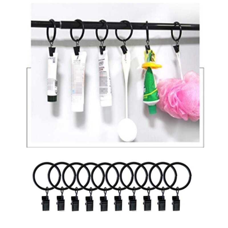 40 Mm Diameter Pack Van 30 Multifunctionele Gordijn Clips Gordijn Staaf Gordijn Ringen Gordijn Ringen Met Clips-zwart