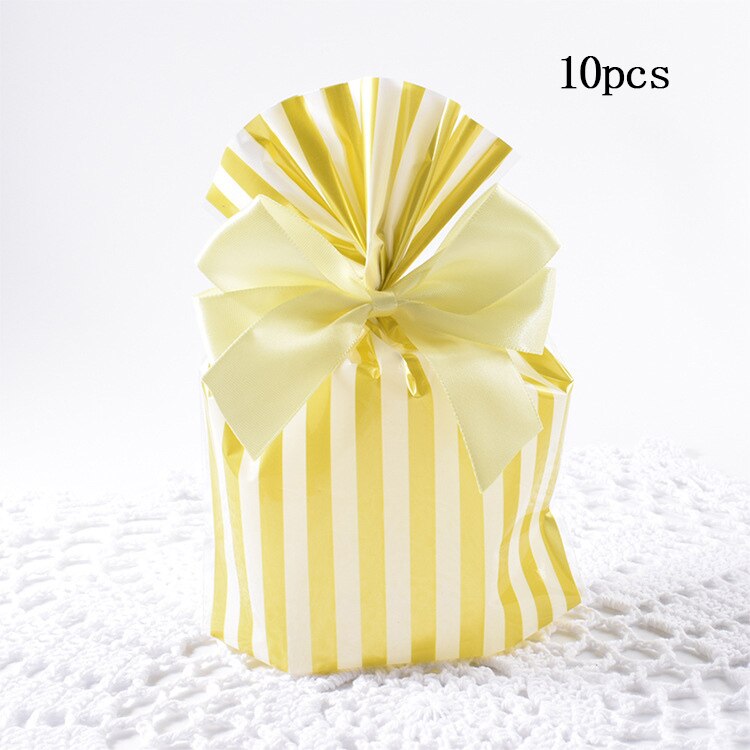10pcs Kraft Paper Unicorn candy box Bags Sweets Candy Packing Pouches wedding baby kid birthday party decor Wrapping Supply: stripe candy bag