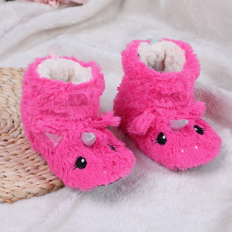 Winter Infant Toddler Snow Boots Baby Girls Boys Outdoor Boots Warm Thicken Plush Soft Bottom Kids Child Cotton Shoes: rose red / 21cm