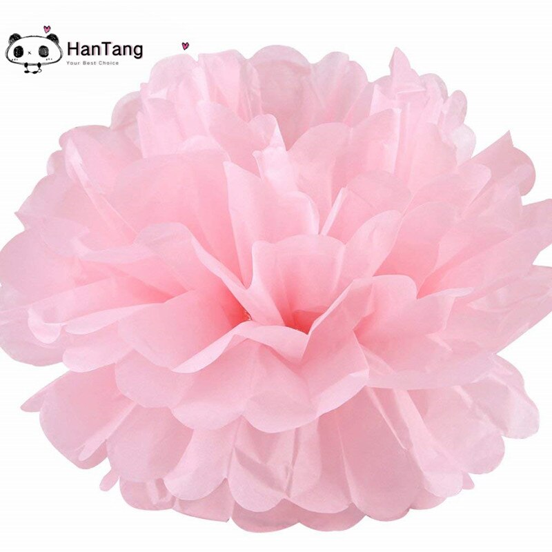 10 st 20cm hängande silkespapper pom poms papper blomboll hem trädgård gör-det-själv bröllopsrum dekoration fest layout tillbehör 6 zsh 014: Rosa