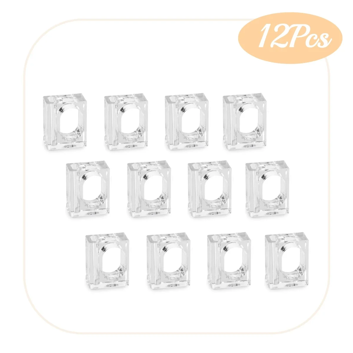 4-24Pcs Acrylic Napkin Rings Flower Vase Napkin Holders Clear Square Napkin Rings Bulk for Wedding Party Banquet Table Decor: light yellow
