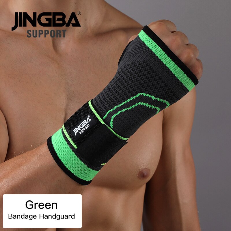 JINGBA UNTERSTÜTZUNG Neue 1PCS Nylon knie protector + armband Unterstützung + knöchel unterstützung + basketball knie pads Tennis badminton Klammer: Green Bandage hand