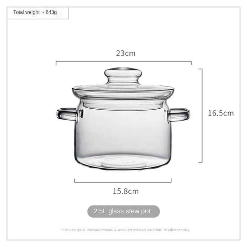 Panela de Sopa-resistente ao Calor de Vidro transparente Tigela De Vidro Com Tampa Macarrão Instantâneo Sopa Pote Utensílios de Cozinha Casa ZM805: 2.5L