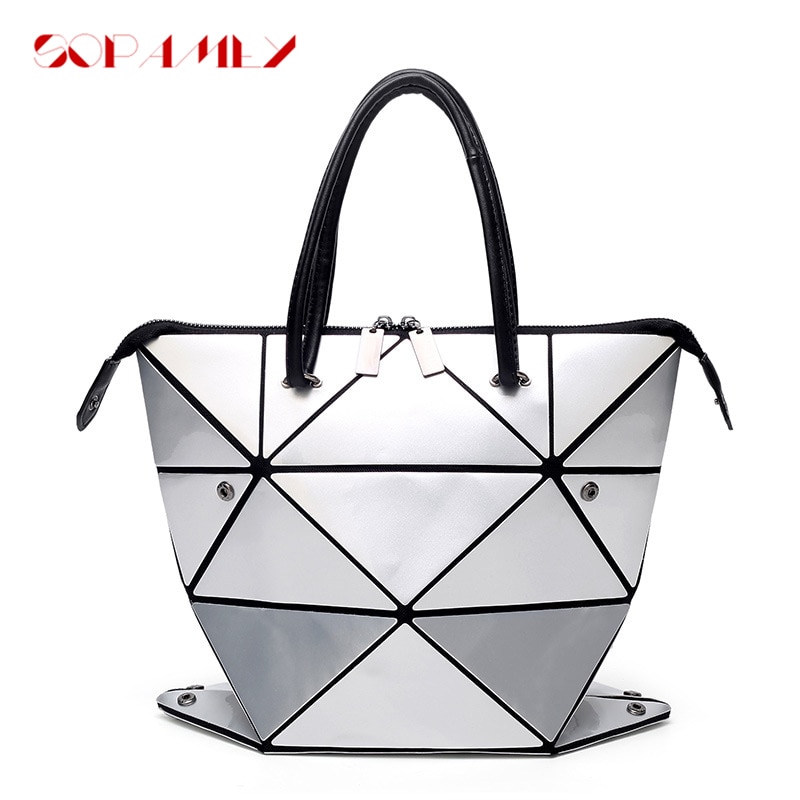 Bolso luminoso para mujer , bolso de cuadros geométricos plegado para mujer, bolso de mano informal a la , bandolera mensajero para mujer, Mochila