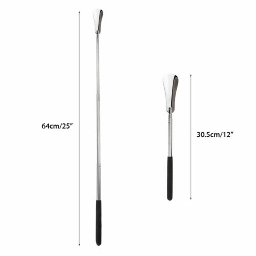 Pitkä kahva kenkä sarvi joustava hopea ruostumaton teräs kenkä sarvi tikku kenkä nostin työkalu kenkä lusikka työkalu 30.5-64cm