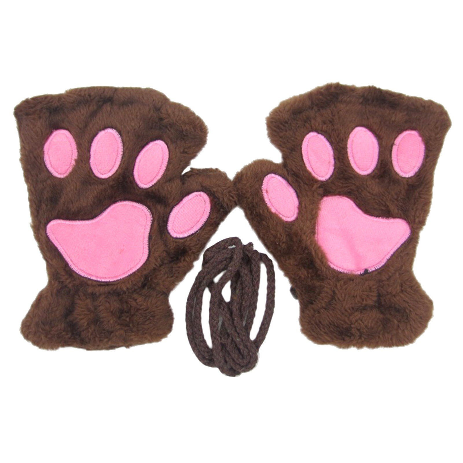 E Modieuze Vrouw Leuke Cartoon Beer Poot Kat Klauw Verdikte Halterneck Handschoenen Lichtgewicht En Comfortabele Materialen: B