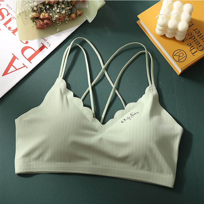 Women Tube Tops Female Crop Top Seamless Underwear Backless Sleeveless Tank Bra Sexy Intimates With Removable Bandeau Top: green