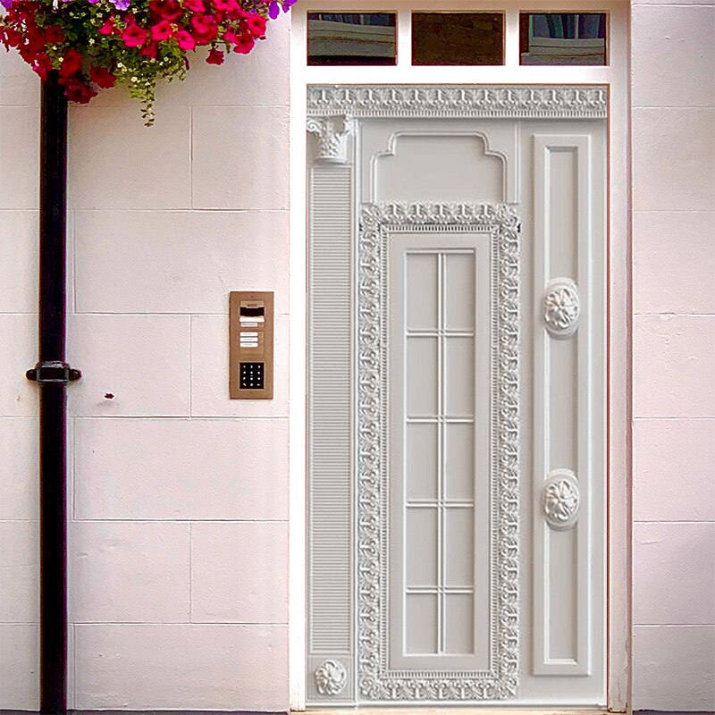 Autocollants de porte 3D de Style grec antique, décoration murale en plâtre sculpté pour porte de chambre à coucher, porche