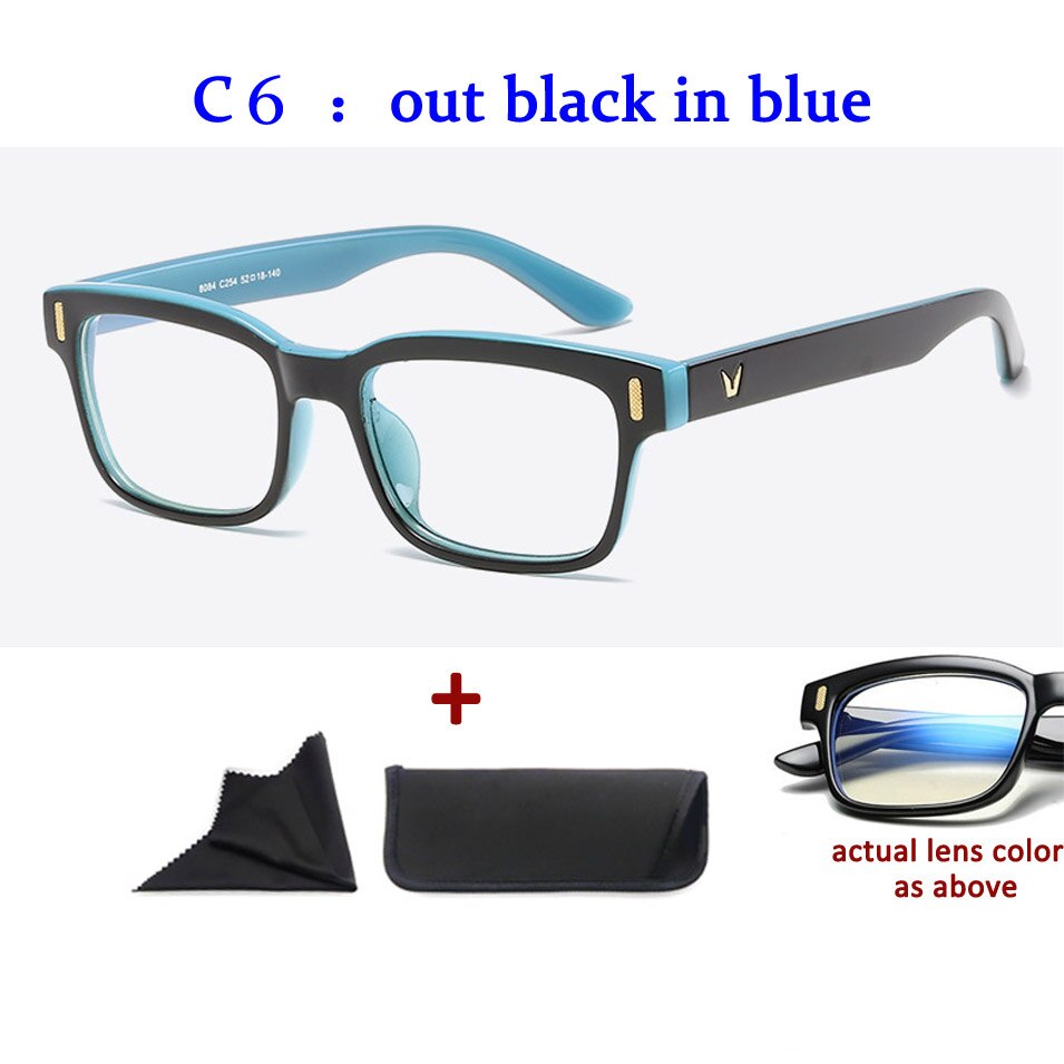 Anti Blue Rays Computer Glasses Men Blue Light Gaming Glasses Protection Spectacles Blue Light Blocking: out black in blue