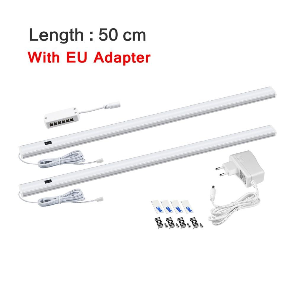 Hand Wave Switch LED Bar Light Rigid Strip Kitchen Lighting Hand Sensor 12V Night Lamp For Bathroom Wardrobe Cocina Wall Lamp: 2x50cm With Adapter / Warm White