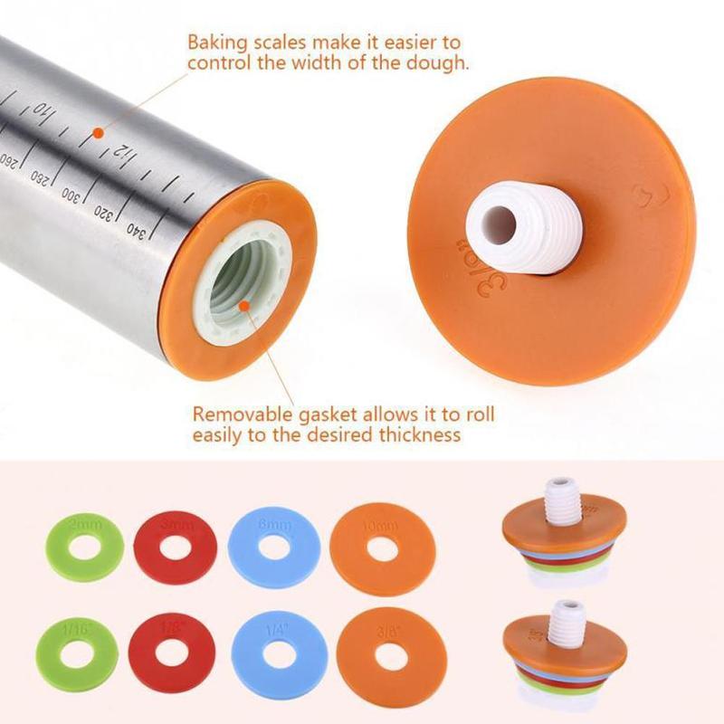 Adjustable Stainless Steel Rolling Pin Adjusting Thickness Scale Kneading Rolling Tool Leather Supplies Pin Kitchen Kneadin O2L9