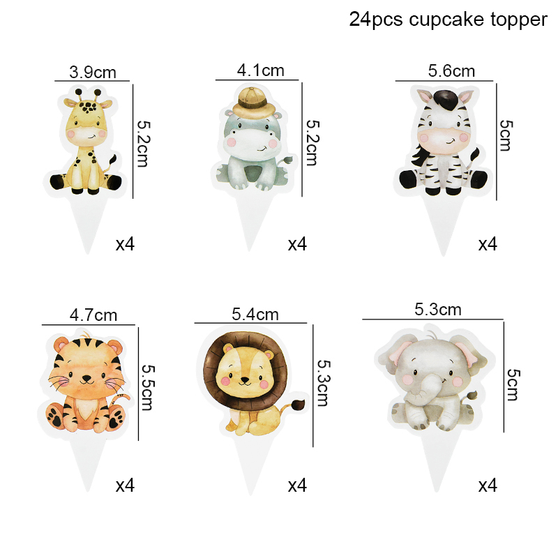 Décoration de gâteau animaux Safari, forêt renard Lion zèbre, décoration de Cupcake pour enfants, outils de décoration de gâteau pour fête de 1er anniversaire: vert militaire