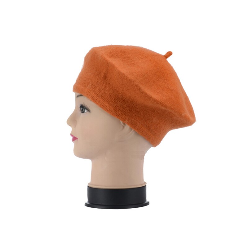 Fransk stil vintage baby kid piger uld blød vinter varm almindelig baret hue hatbd 0039
