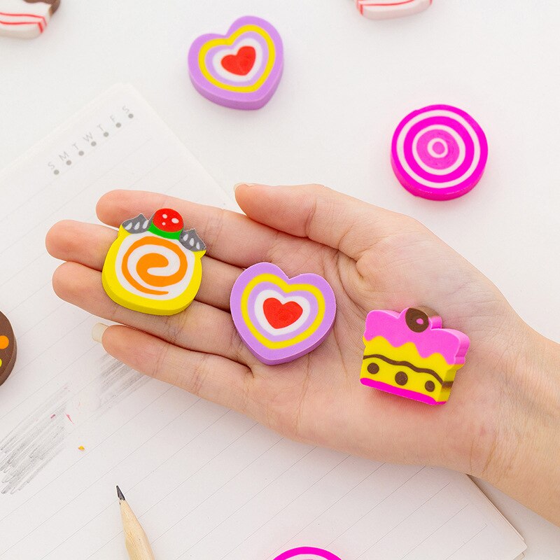 6 i 1 kawaii kake blyant viskelær til kontorrekvisita til skoleskrivesaker kawaii låve skriver gummi tegning student