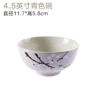 1pc Underglaze Japanese Style Ceramic Bowl Home Child Rice Bowl: Green