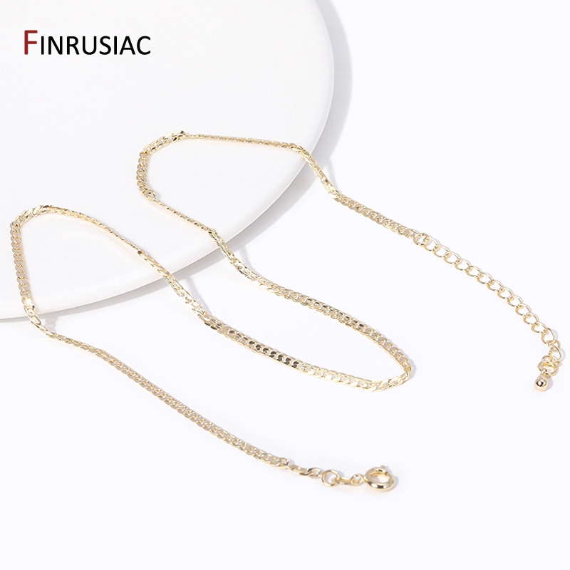 Cadenas de collar chapadas en oro Real de 18 quilates de para la fabricación de joyas, cadenas de latón para la fabricación de collares, accesorios de joyería DIY