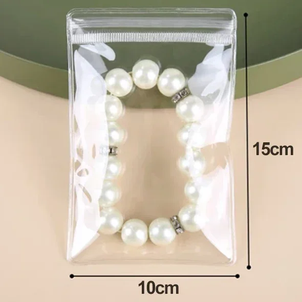 10/50 sztuk przezroczysty PVC organizer na biżuterię woreczki torby antyoksydacyjne kolczyki wisiorek naszyjnik bransoletka pudełko do przechowywania: L / YELLOW