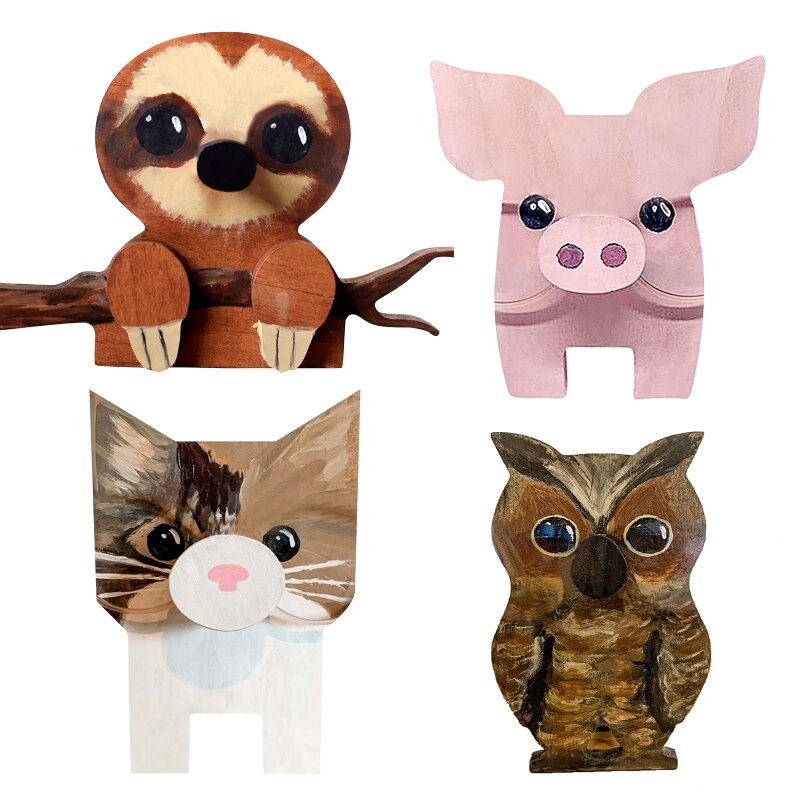 Wooden Animal Glasses Holder Handmade Eye Sunglasses Display Stand Tabletop Decoration for Office Desk Home Decors