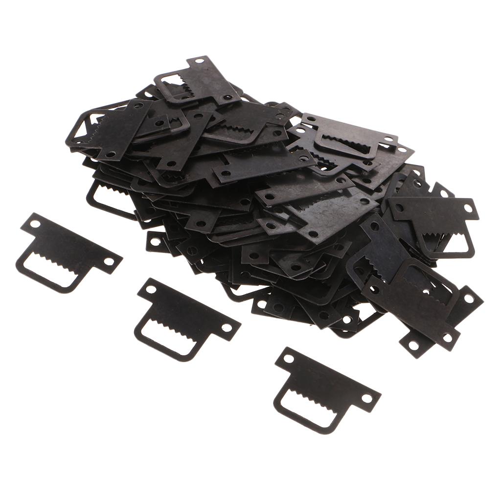 100pcs T Shapes Black Metal Iron Picture Photo Mirror Frame Sawtooth Hanger Hook 32 x 22mm