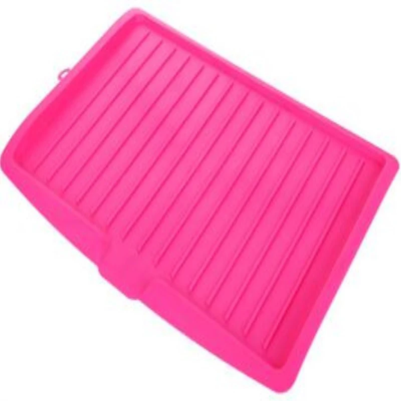 Escurridor de platos de plástico para cocina, bandeja escurridora de platos, estante de secado para fregadero grande, organizador de encimera, estante de secado para platos: Rojo