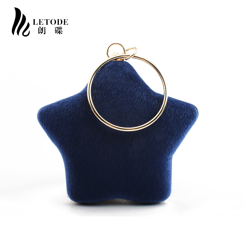 Mulheres 2019 Moda Saco de Noite Das Senhoras de Veludo Anel de Dedo Cutch Bolsa bolsa Bolsa de Ombro Cadeia de Sacos de Festa de Casamento da Forma da Estrela