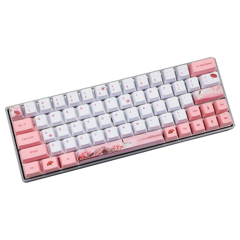 Pinguino a Sublimazione Tastiera Meccanica Carino Copritasti PBT OEM Profilo Keycap per GH60 GK61 GK64 Tastiera: Colore rosa