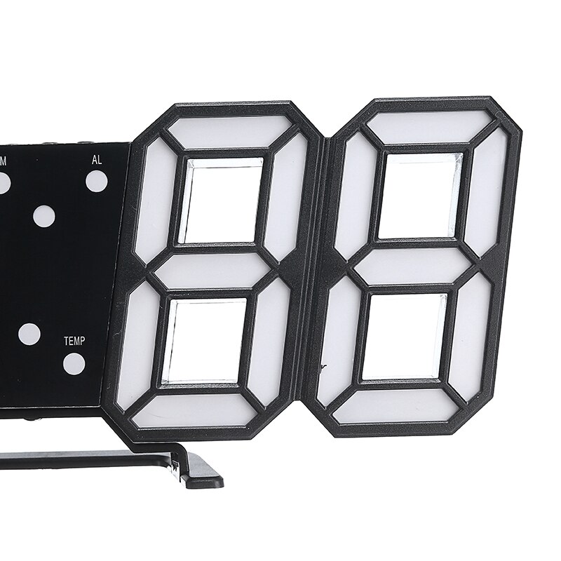 3D Black White LED Digital Clock Electronic LED Digital Voice Alarm Wall/Table Clock Timer USB Charging Temperature Function