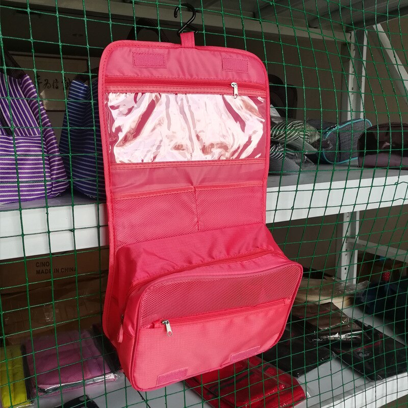 Travel Cosmetic Handbag Women Makeup Bag Toiletries Organizer Waterproof Storag Hanging Bathroom Wash Bags: Red