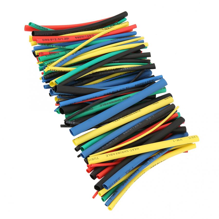 Cable de Tubo termorretráctil, manguito termorretráctil para aislamiento de cables, 5 tamaños, 5 colores, 100mm, 100 Uds.