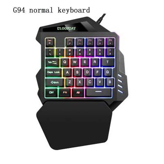 G94 USB Wired Single keyboard 35 keys keypad G18 6400DPI Mouse Combos One Handedly for Smart Mobile phone 7 Colors LED Backlight: G94 normal