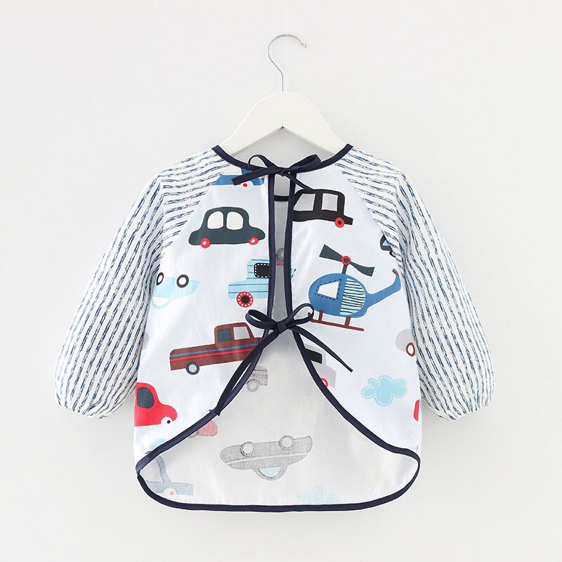 Cute Cartoon Baby Bibs Waterproof Infant Eating Long Sleeve Apron Children Drawing Art Smock Burp Cloth with Pocket