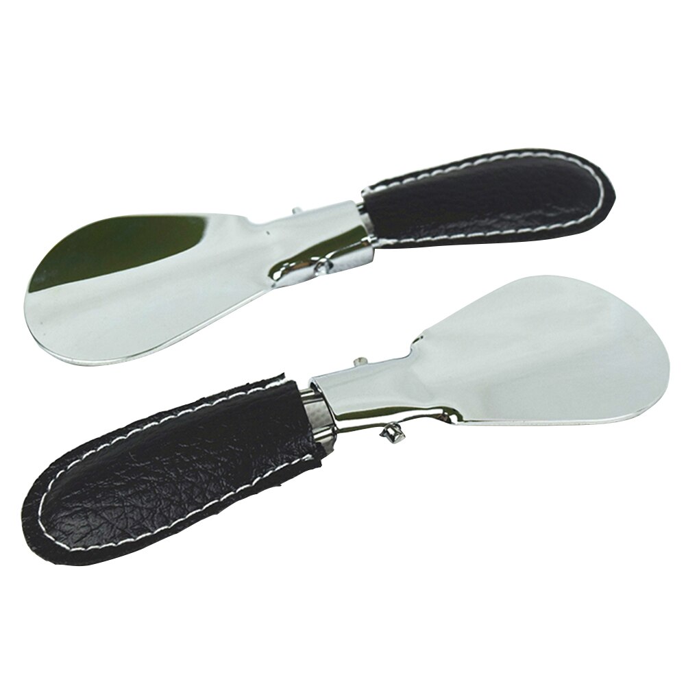 Leather Case Useful Foldable Accessories Shoe Horn Adjustable Mini Practical Handle Flexible Meta Stainless Steel