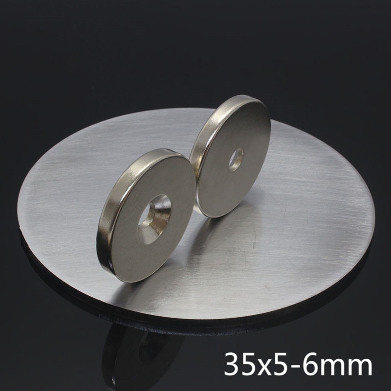 1 stks 35x5mm Gat: 6mm 35x5 super Strong Ronde Neodymium Verzonken Ring Magneten Zeldzame Aarde krachtige magnetische magneten 35*5 -6