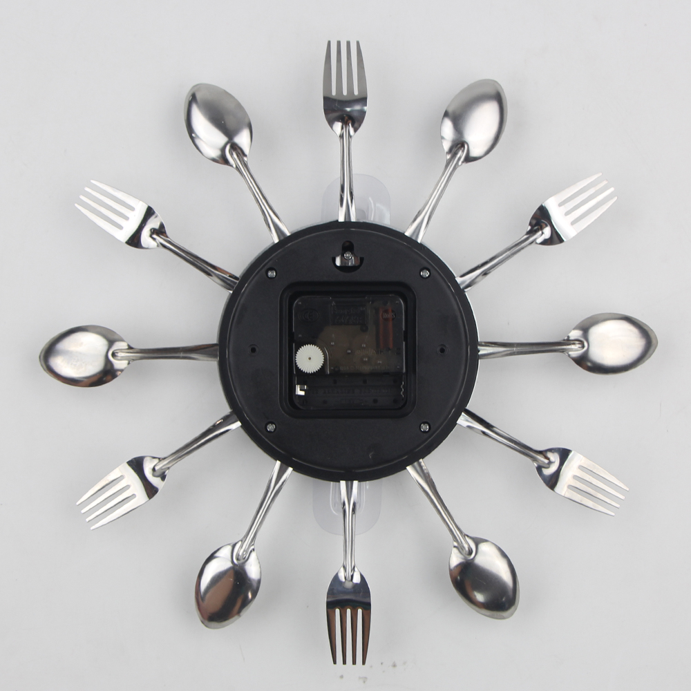 Large Wall Clock For Kitchen Knife And Fork Spoon Clocks Stainless Steel Modern Living Room Quartz Home Watches