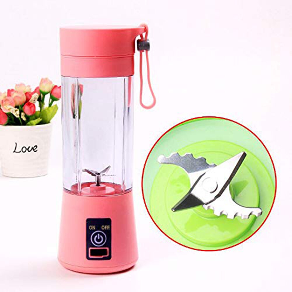 4 Bladen Draagbare Blender Elektrische Blender Usb Oplaadbare 380 Ml Juicer Cup Extractor Fruit Smoothie Maker Cup Fles En Cover