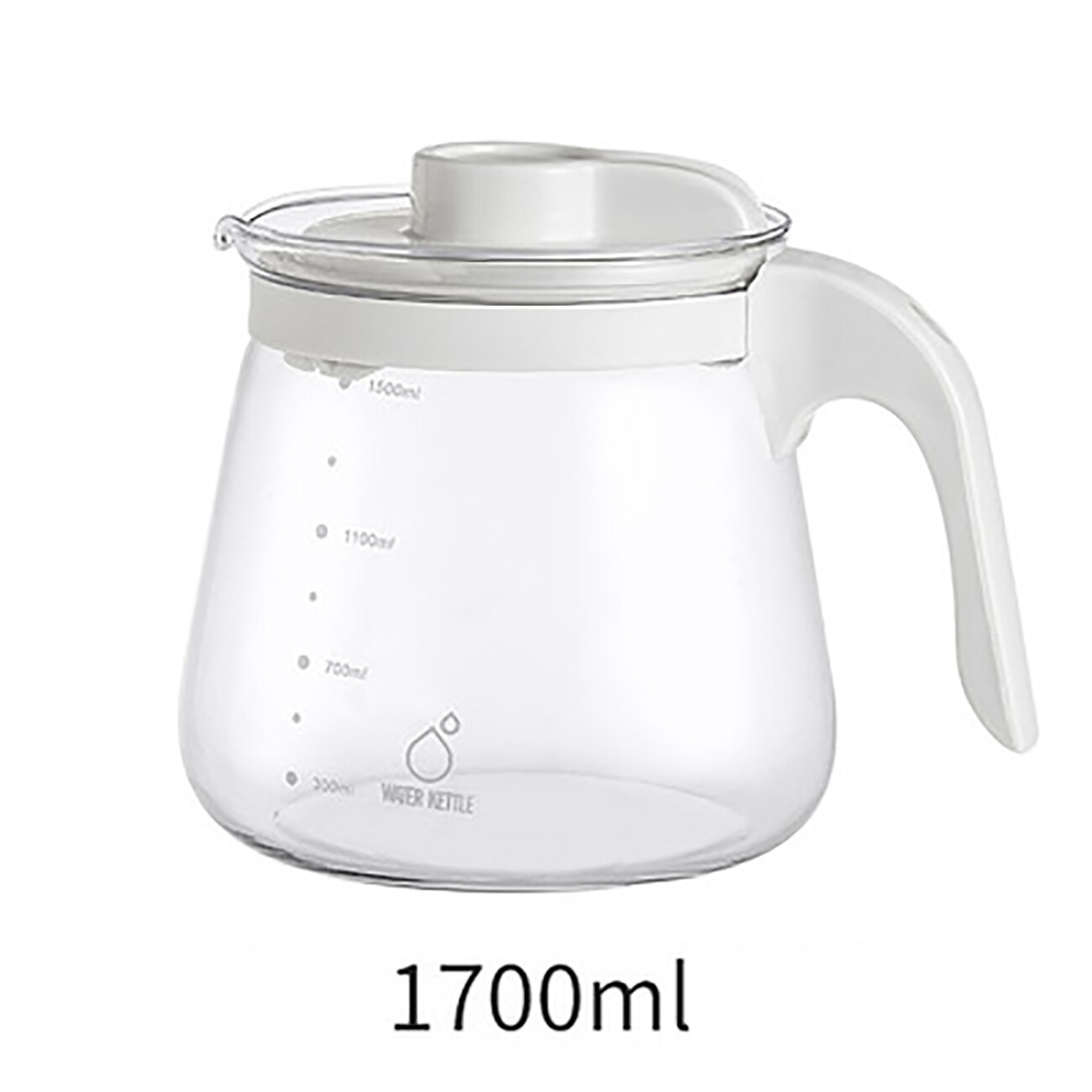 Botella de vidrio para agua y zumo, recipiente de gran capacidad con tapa, dispensador de agua, para el hogar, 1 ud.: 1700ml white