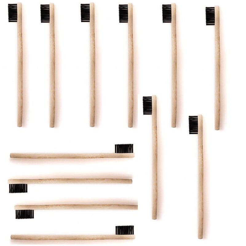 Brosses à dents en bambou naturel, poils écologiques sans BPA, paquet de 12: Default Title