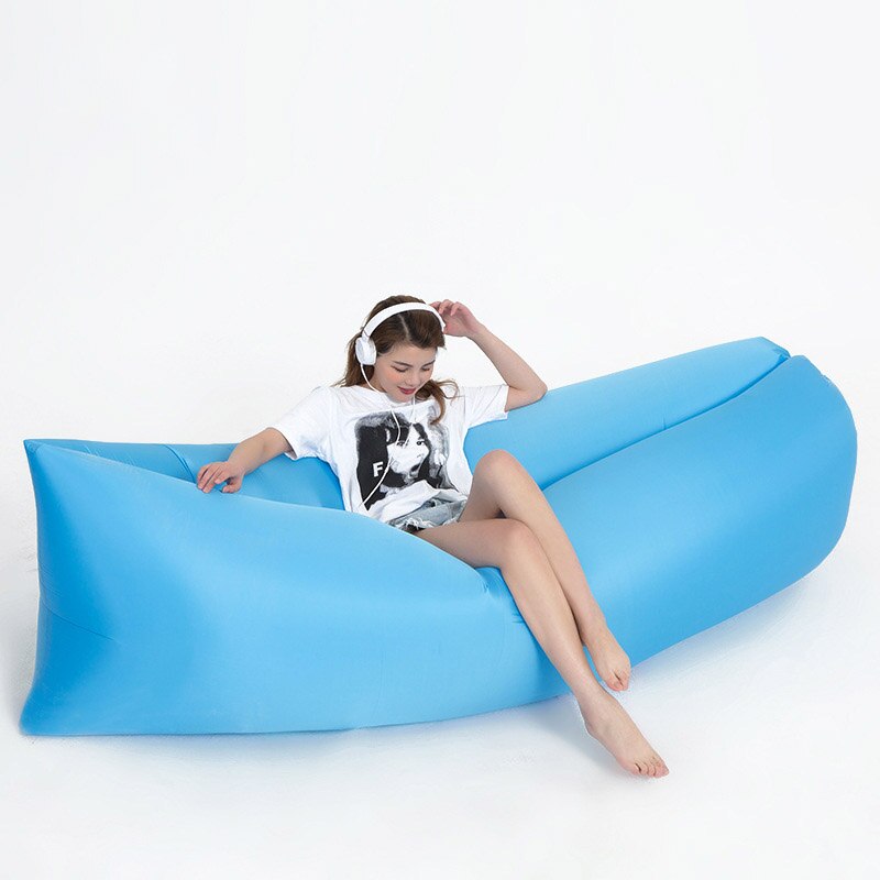 Udendørs oppustelig luft sofa strand camping doven bærbar sovepose: Blå