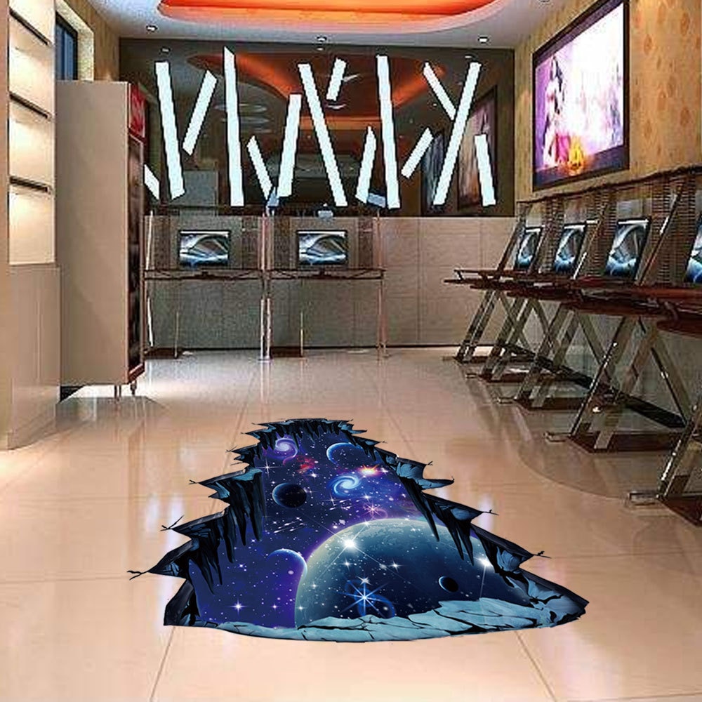3D Cosmic Galaxy Floor Stickers Milky Way Planets Floor Wall Decals For Living room hallway ceiling Kids room Decor Art