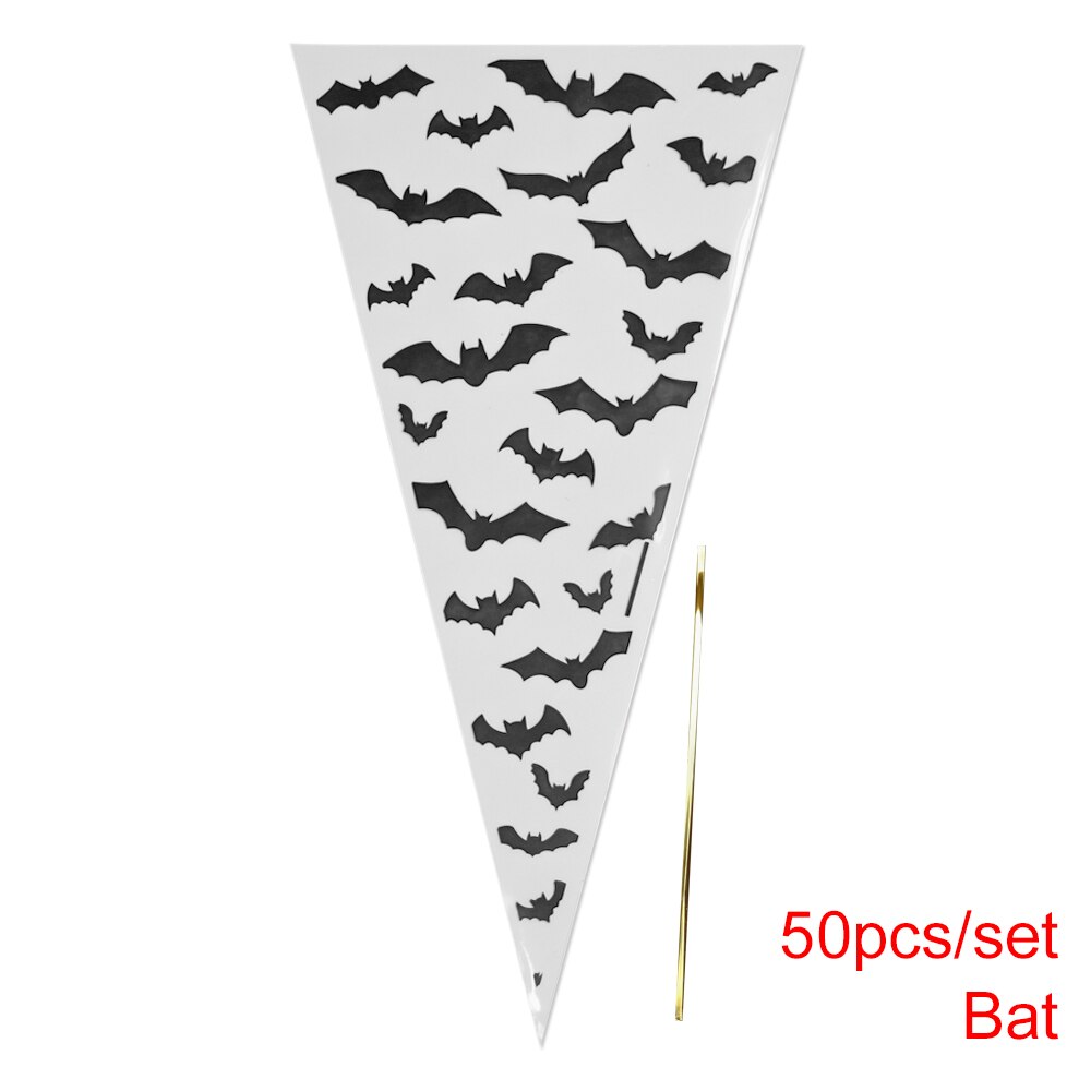 50 Uds. Bolsas en forma de cono para Halloween, araña murciélago calabaza, bolsas triangulares para dulces, bolsas de para Halloween, bolsas para , golosinas o dulces: Bat