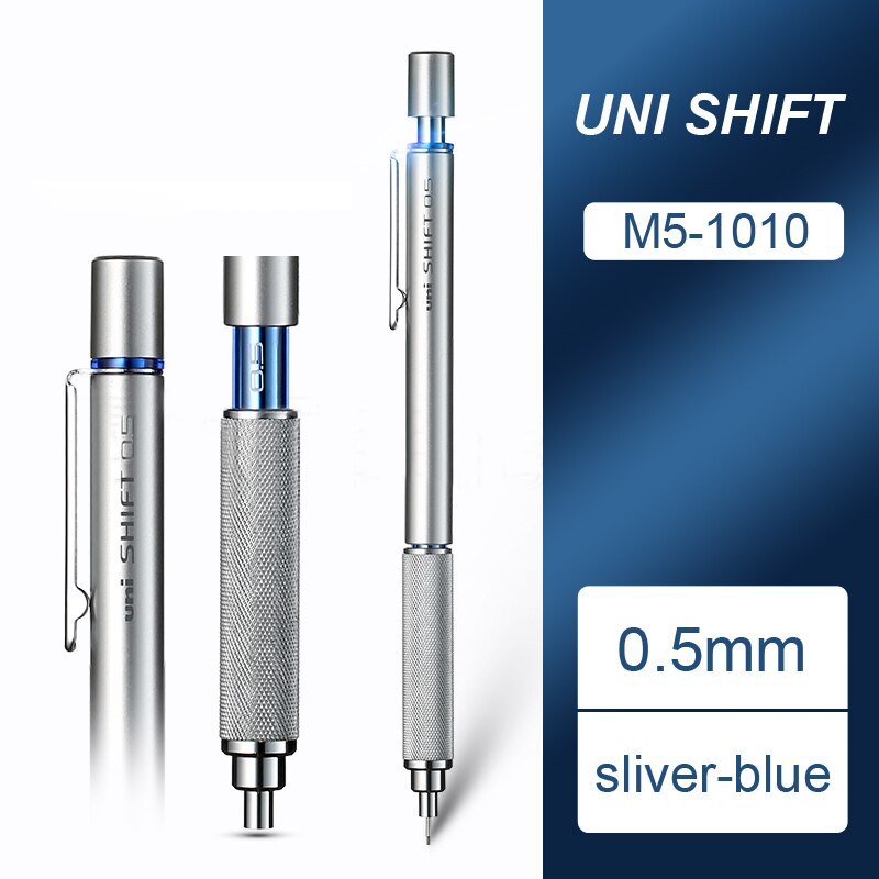 Japan uni mekanisk blyant  m5-1010 metal lavt tyngdepunkt blyant studerende tegning skitse aktiv bly 0.3/0.5/0.7/0.9mm: 0.5mm