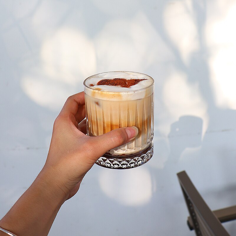 Restaurant Glass Drink Cup Cute Korean Style Ice Coffee Glass Cup Latte Transparent Tazas De Cafe Kitchen Dining Bar EB5BL